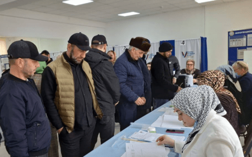 A polling station in Chechnya. Screenshot of the photo posted on the Telegram channel of the  election commission in Chechnya on March 16, 2024 https://t.me/ikchr95/2730