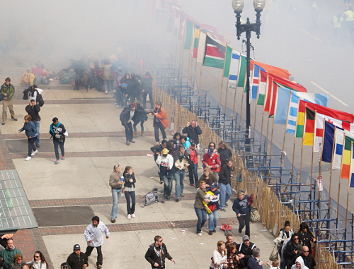 Soon after the terror acts at Boston Marathon finish line. April 15, 2013. Photo by Aaron "tango" Tang, http://www.flickr.com/photos/hahatango/8652857375/in/set-72157633252445135