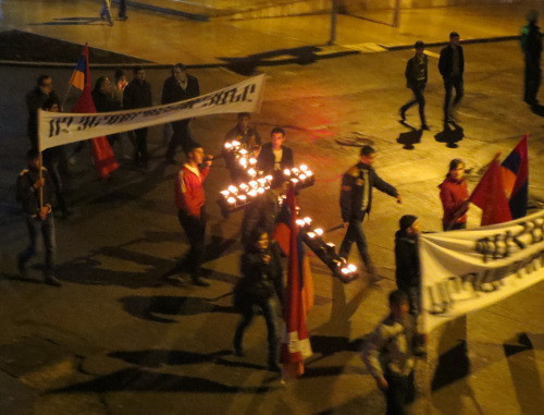 Torchlight march in memory of the victims of the Armenian Genocide in the Ottoman Empire. Nagorno-Karabakh, Stepanakert, April 24, 2011. Photo by Alvard Grigoryan for the "Caucasian Knot" 