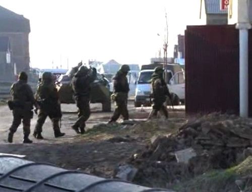 Special operation in the village of Semender on March 20, 2013; still from operative film borrowed from the website of the Ministry of Internal Affairs of Dagestan, 05.mvd.ru