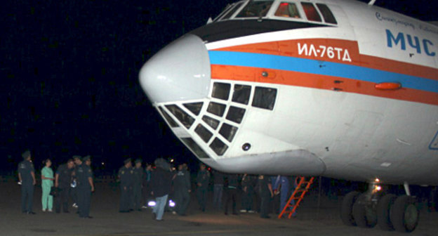 Aircraft IL-76 of the Russian Ministry for Emergencies that arrived to pick up the victims of the terror act at the airport of Makhachkala; May 20, 2013. Courtesy of the press service of the MfE of Dagestan, http://www.05.mchs.gov.ru