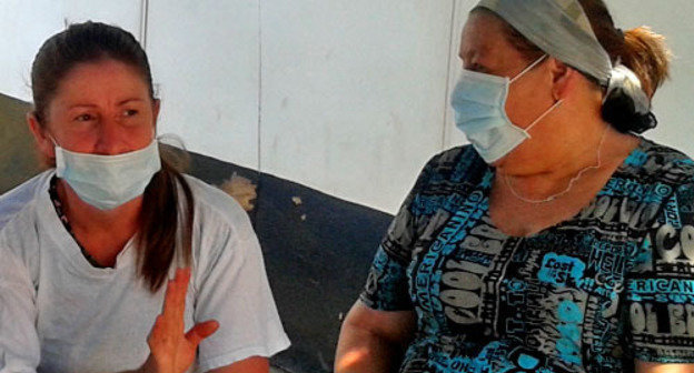 Participants of the endless hunger strike in the temporary accommodation centre (TAC) "Promzhilbaza". Ingushetia, Karabulak, July 1, 2013. Photo courtesy of one of the hunger strikers