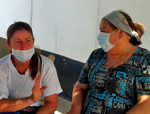 Participants of the endless hunger strike in the temporary accommodation centre (TAC) "Promzhilbaza". Ingushetia, Karabulak, July 1, 2013. Photo courtesy of one of the hunger strikers