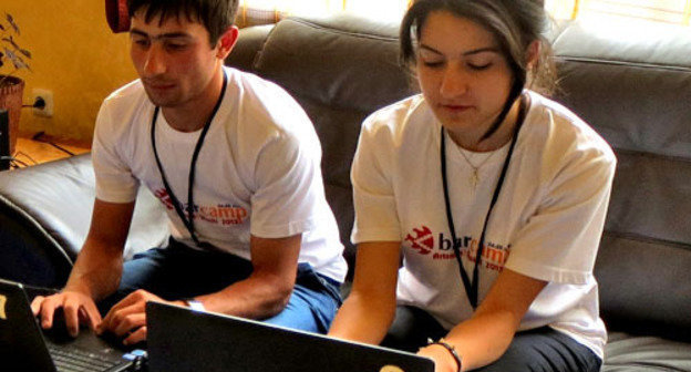 Participants of "Barcamp Artsakh 2013" forum, Nagorno-Karabakh, town of Shushi, July 25, 2013. Photo by Alvard Grigoryan for the “Caucasian Knot”. 