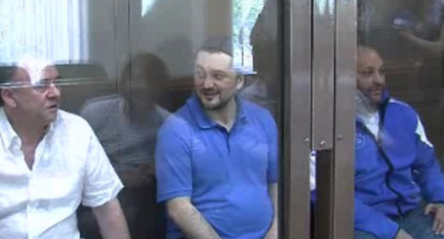 Suspects in the murder of Anna Politkovskaya at a court session. Moscow, June 4, 2013. Photo taken from video materials of Moscow City Court.  