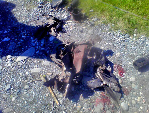 Car explosion site in the village of Nesterovskaya, Sunzha Region of Ingushetia. September 16, 2013. Photo by Ingushetia MIA, http://06.mvd.ru/