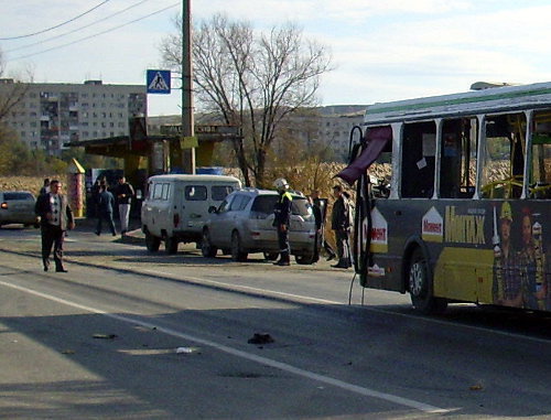 Exploded bus in the Krasnoarmeisky District of Volgograd. October 21, 2013. Photo by EMERCOM of Russia in Volgograd region, http://www.34.mchs.gov.ru/