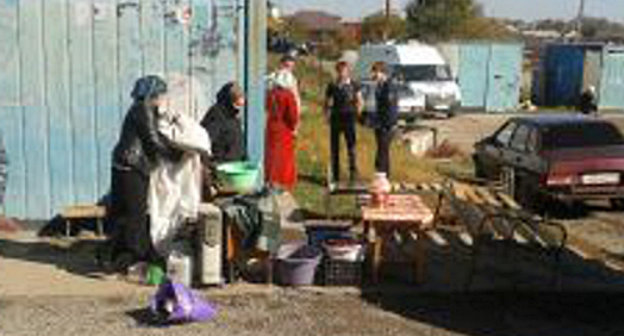 Evictions of refugees who lived at the temporary accommodation centre (TAC) "Promzhilbaza". Ingushetia, Karabulak. October 21, 2013. Photo courtesy of the residents of "Promzhilbaza"