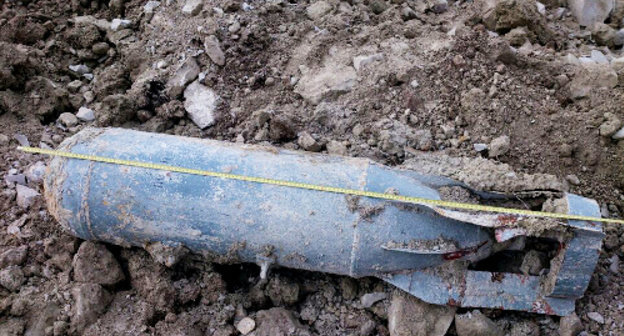 Air bomb found in Grozny district of Chechnya. November 2013. Photo by the press service of Chechen Republic main Office of Russia's Ministry for Emergencies, http://www.95.mchs.gov.ru/