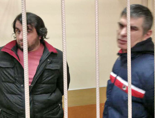 Defendants Mairbek Umaev and Zelimkhan Karimov at the court. Moscow, December 9, 2013. Photo by Yulia Buslavskaya for the ‘Caucasian Knot’. 