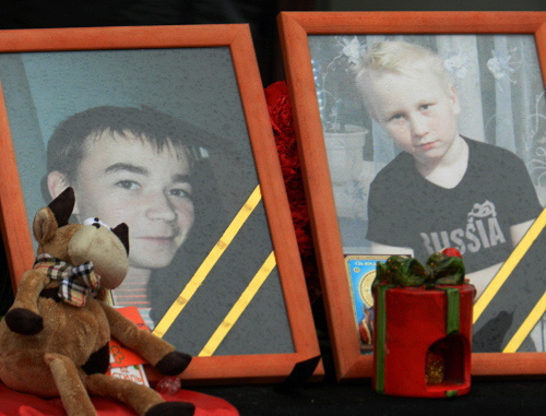 Volgograd, December 31, 2013. Portraits of Alexei Valenta and Alexander Dolgikh, who died in the terror act at the railway station in Volgograd on December 29. Photo by Tatyana Filimonova for the "Caucasian Knot"