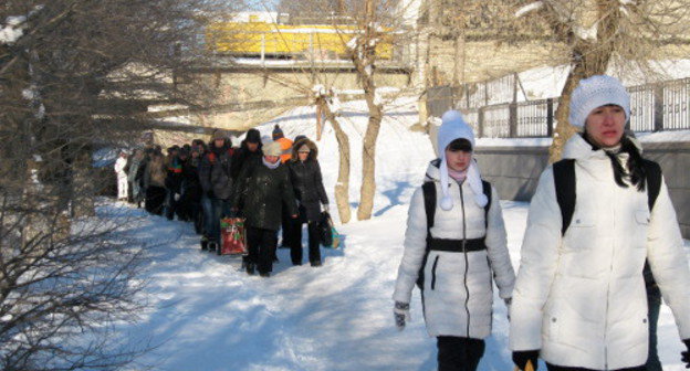 Residents of Volgograd are going on foot from Zapolotnovskaya part to the centre of the city, January 20, 2014. Photo Vyacheslava Yaschenko for the ‘Caucasian Knot’. 