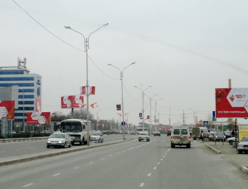 Chechnya, Grozny, sector of the Olympic Torch Relay route. January 26, 2014. Photo by the "Caucasian Knot"