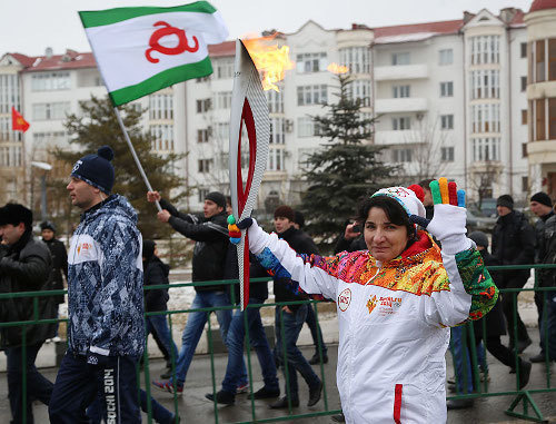 Olympic Torch Relay in Ingushetia. Magas, January 28, 2013. Photo by the press service of the head of the republic of Ingushetia, http://www.ingushetia.ru/