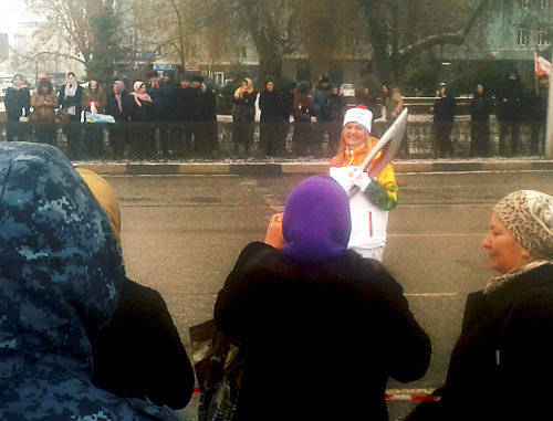 Welcoming the Olympic Flame in Grozny. January 28, 2014. Photo by the "Caucasian Knot"