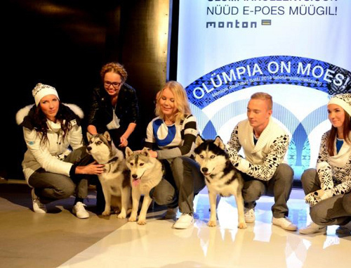 Estonian Olympics team uniform represented at the site of the Olympic Committee of Estonia. In protest against mass liquidation of homeless pets which Sochi authorities commit before the Olympic games, at the opening ceremony dogs will accompany the athletes. Photo: http://www.eok.ee/