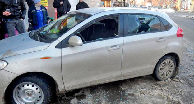 Smashed car of Igor Kharchenko, Krasnodar, February 4, 2014. Photo by EcoWatch