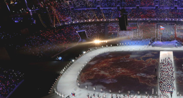 Parade of the athletes during the opening ceremony of the XXII Winter Olympic Games. Sochi, February 7, 2014. Photo by Maxim Bogodvid, © RIA Novosti