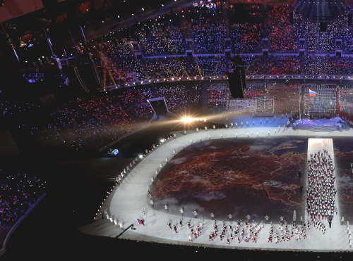 Parade of the athletes during the opening ceremony of the XXII Winter Olympic Games. Sochi, February 7, 2014. Photo by Maxim Bogodvid, © RIA Novosti