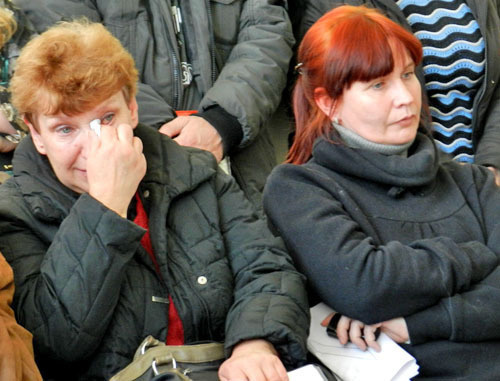 Participants of the hunger-strike Galina Akelyeva and Yelene Samoshina (to the right). Volgograd, February 3, 2014. Photo by Tatyana Filimonova for the "Caucasian Knot"