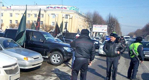 Policemen at the action undertaken in protest against the Olympics in Sochi. Nalchik, February 7, 2014. Photo http://www.aheku.org/