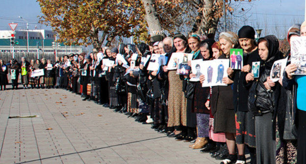 Rally by relatives of people missing in Chechnya.  Chechnya, Grozny, November 2010. Photo by Isa Khusainov, ‘DOSH’ magazine, N4(30) 2010.