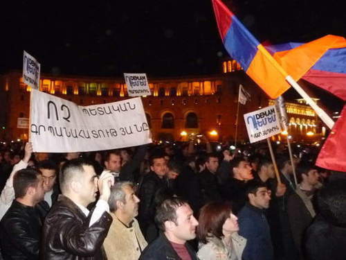 March against the mandatory accumulative pension system. Yerevan, February 21, 2014. Photo by Armine Martirosyan for the ‘Caucasian Knot’. 