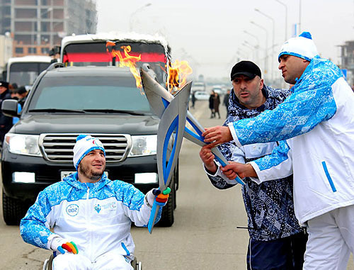 Ingush capital Magas welcomes the Paralympic Torch Relay, March 4, 2014. Photo: http://www.ingushetia.ru/