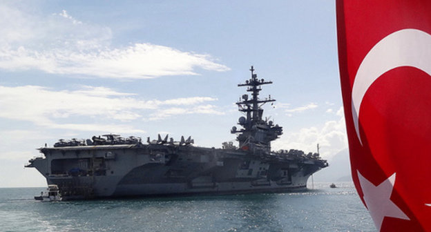 US Navy aircraft carrier "George Bush" in Antalya port of Turkey, March 9, 2014. Photo: U.S. Navy photo by Mass Communication Specialist 1st Class Eric S. Garst/Released, http://www.navy.mil/view_image.asp?id=172898 