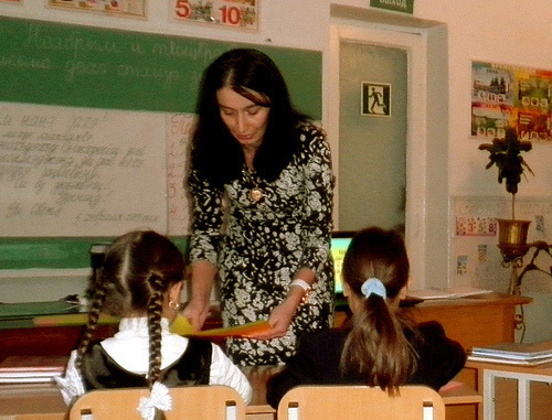 Kabardino-Balkaria, town of Tyrnyauz, 2013.  3rd year pupils at the lesson of Balkar language in boarding secondary school N7. Photo:  (C) Boarding secondary school N7, town of Tyrnyauz, http://elbint7.edu07.ru