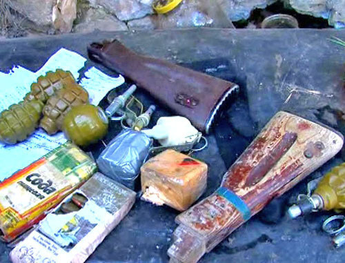 Weapons and ammunition found during special operation in the Gumbet District of Dagestan. March 17, 2014. Photo http://nac.gov.ru/