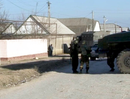 Special operation in the village of Karlanyurt, January 15, 2014. Photo by the press service of the Dagestan Republic's Ministry of Internal Affairs (MIA), http://05.mvd.ru/news/item/1804356