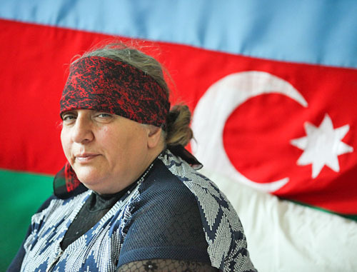 Sakina Gurbanova, the mother of Zaur Gurbanly, during the hunger strike in the headquarters of the party "Musavat". Baku, April 20, 2014. Photo Aziz Karimov for the "Caucasian Knot"