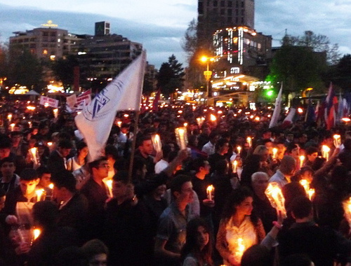 A torchlight procession to pay tribute to the memory of victims of the Armenian Genocide in the Ottoman Empire. Yerevan, April 23, 2014. Photo by Armine Martirosyan for the "Caucsian Knot"