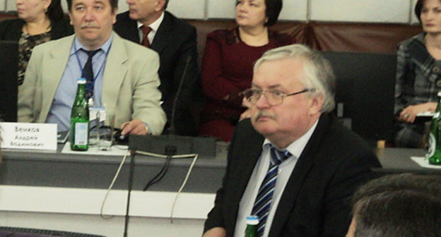 Participants of the international scientific conference "Adygs (Circassians): History and Modernity" in the Kabardino-Balkarian State University (KBSU). Nalchik, April 25, 2014. Photo by Luiza Orazaeva for the "Caucasian Knot"