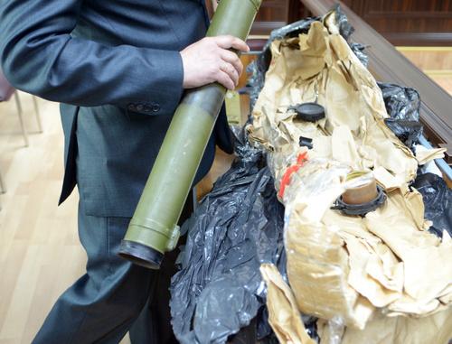 Man-portable air defence system ‘Strela-2M’ presented by prosecution at the trial on the case of Said Amirov in the North-Caucasian District Military Court, Rostov-on-Don, May 16, 2014. Photo by Oleg Pchelov for the ‘Caucasian Knot’. 