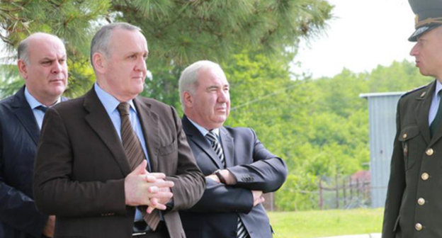 Alexander Ankvab (in the front) visiting Special Purpose Centre of National Security Council. Abkhazia, May 24, 2014. Photo: Information and Public Communications Department for the President of Abkhazia. 