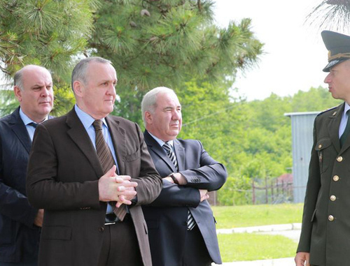 Alexander Ankvab (in the front) visiting Special Purpose Centre of National Security Council. Abkhazia, May 24, 2014. Photo: Information and Public Communications Department for the President of Abkhazia. 