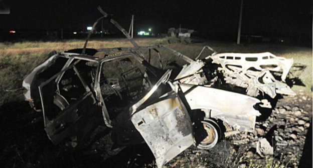 VAZ-2114 car blown up in Baksan District, Kabardino-Balkaria. June 10, 2014. Photo by NAC, http://nac.gov.ru