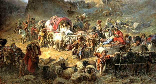 Hill-men leaving their village (Petr Gruzinsky 1837-1892). Photo: http://ru.wikipedia.org/