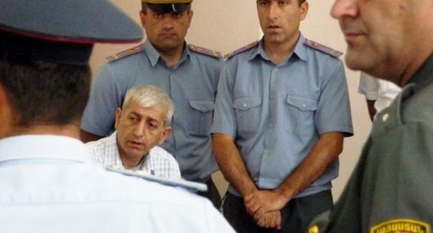 Arrested organizer of ‘Million Mask March’ Shant Arutyunyan in the court, Yerevan, June 12, 2014. Photo by Armine Martirosyan for the ‘Caucasian Knot’.   