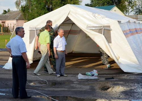 Tent camp prepared for Ukrainian refugees in Kuschevskaya  Cossack village, Krasnodar Territory, June 23, 2014. Photo: Kot Begimot, http://станицакущевскаяю.рф