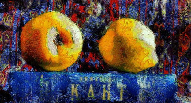 BRO. ‘Queen apple and Kant’. The picture is presented at the exhibition "BRO. Makhachkala. Van Gogh" opened on June 19 in Makhachkala. Photo is provided by the Makhachkala History Museum.