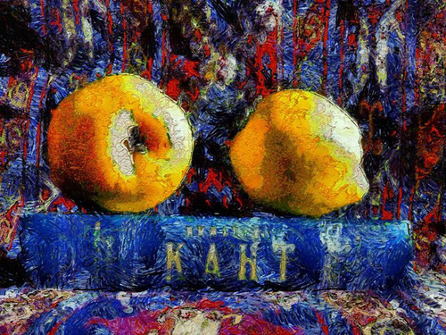 BRO. ‘Queen apple and Kant’. The picture is presented at the exhibition "BRO. Makhachkala. Van Gogh" opened on June 19 in Makhachkala. Photo is provided by the Makhachkala History Museum.