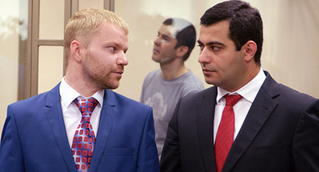 Advocates of Said Amirov at the court session on July 9, 2014. Photo by Oleg Pchelov for the "Caucasian Knot"