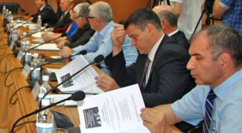 Participants of an international scientific and practical conference in Tskhinvali. South Ossetia, August 9, 2014. Photo by Mariya Kotaeva for the "Caucasian Knot"