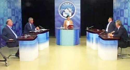 The TV debates held in Abkhazia and attended by all presidential candidates. Photo: screenshot of a video footage of the live broadcast of the debates http://www.apsua.tv/abh/vybory/3470/