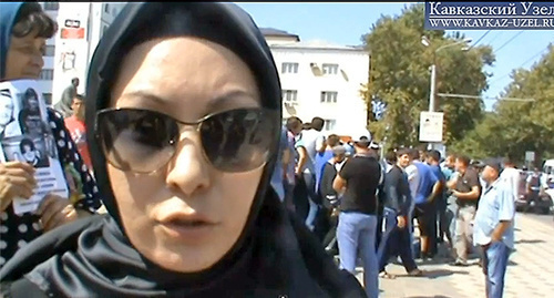 Madina Magomedova, a sister of one of the killed men. Photo: screenshot of a video by the "Caucasian Knot"