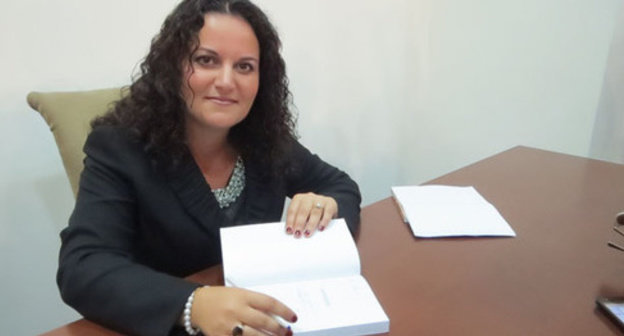 Anna Terkott-Astvatsaturyan at the presentation of her book "To Nowhere: The Story of Exile", Nagorno-Karabakh, Stepanakert, September 11, 2014. Photo by Alvard Grigoryan for the ‘Caucasian Knot’. 