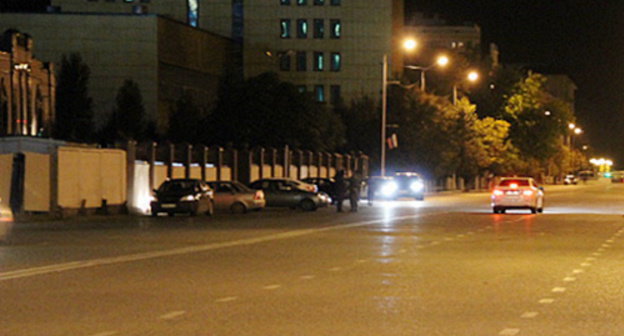 Grozny, evening of October 5, 2014. Avenue named after Khuseyn Isaev, to the left is the concert hall near which an explosion occurred. Photo by Magomed Magomedov for the "Caucasian Knot"